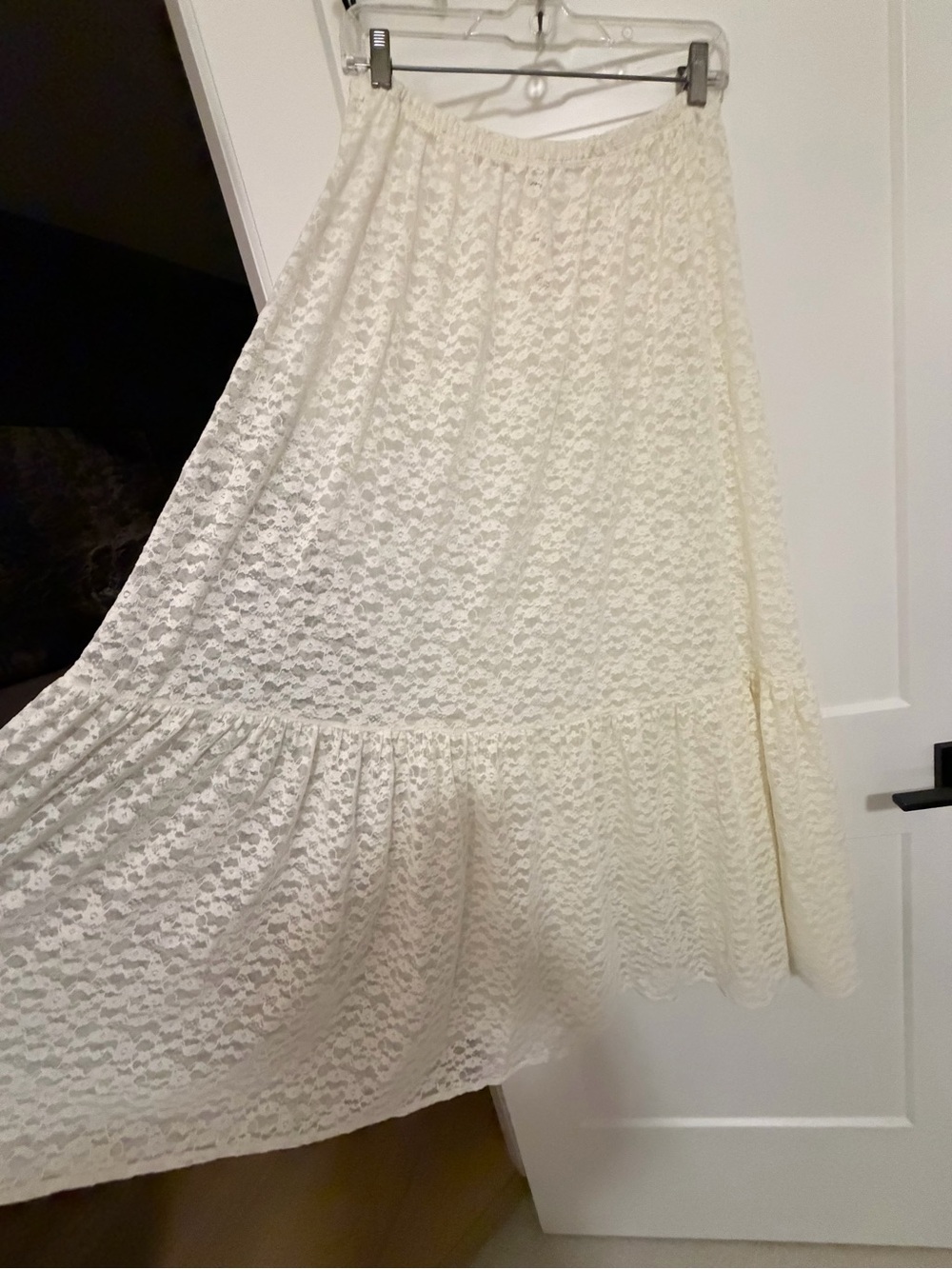 aerie Cream Lace Tiered Maxi Coverup